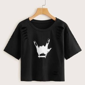 Rockstar Gesture Crop Tee
